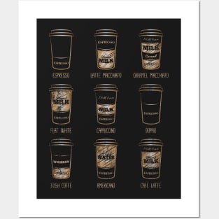 Coffee drinks shirt - I love coffee caffeeine - barista gifts - barista shirt Posters and Art